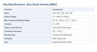 Varistor à oxyde de zinc MOV 05D-20D 470V 18-1800V, protection contre les surtensions, varistor à oxyde métallique UL VDE CQC