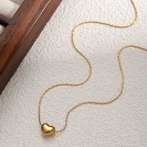 Collana con Ciondolo a Cuore Personalizzata in Acciaio Inossidabile 316L Placcato Oro 14k 18k Resistente all'Acqua per Donne - Product Image 4