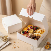 Boîtes d'emballage écologiques en kraft pour café, boulangerie, logo personnalisé, contenants à emporter pour pain, sandwich, biscuits, chocolat, dessert, gaufres