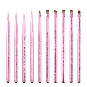 Lot de 10 pinceaux à ongles en nylon acrylique avec couvercles, logo personnalisé, pour peinture gel DIY et stylos liner - Product Image 1