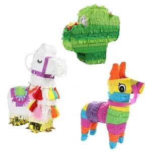 Artículos para Fiesta Mexicana del Cinco de Mayo, Piñatas de Llama Arcoíris Pequeña, Mini Burro, Cactus, Papel Corrugado - Product Image 1
