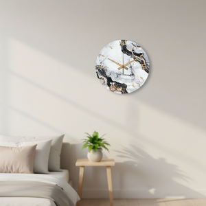 ساعات حائط أوروبية حديثة من الزجاج المقسى والرخام مخصصة لديكور غرفة المعيشة والمنزل - Product Image 4