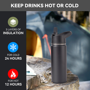 Botella de Agua de Acero Inoxidable con Aislamiento al Vacío de Triple Pared, Tapa con Pajita Abatible, Resistente a Caídas, Mantiene el Calor por 12H y el Frío por 24H, a Prueba de Fugas, Termo Deportivo - Product Image 4