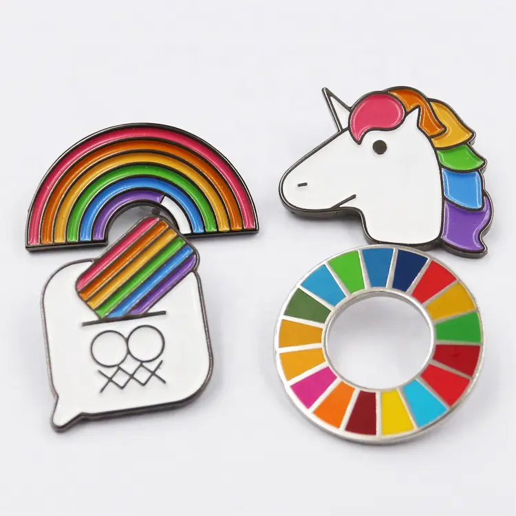 Custom Metal Bisexual Trans Heart Flag Rainbow Gay Pride Lesbian Pride Enameled Pins Lapel Pin