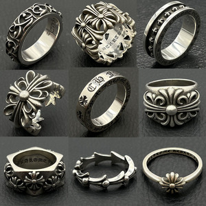 Anillo de Pareja Unisex de Piedra Natural y Aleación Retro de <span class=keywords><strong>la</strong></span> Marca Crow's Cross Tide con Baño de Plata Antigua - Product Image 2