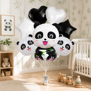 Ballons en aluminium BLN Panda motif animal, lot <span class=keywords><strong>de</strong></span> 5 pièces, fournitures pour fêtes à thème pour enfants, tout-petits, premier anniversaire, décoration <span class=keywords><strong>de</strong></span> baby shower - Product Image 1