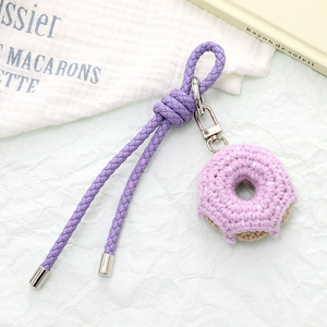 <b>Cute</b> Mini Wool Knitted Woven Donut Doll Bag Pendant Accessories Gift Handmade Amigurumi Yarn Crochet Doughnut Charm Keychain Toy - Product Image 3