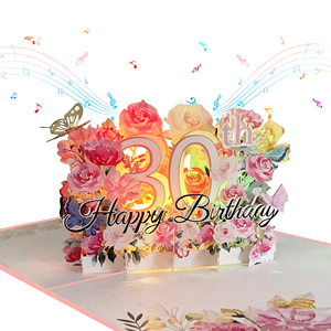 3D Pop Up LED ánh sáng Hạnh Phúc sinh nhật kỷ niệm Thiệp mời với âm nhạc laser cắt sang trọng thiệp chúc mừng Thẻ quà tặng giấy - Product Image 2