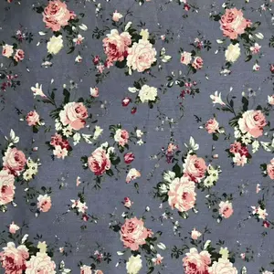 Tela de popelina con estampado floral para niñas, tejido de popelina 100% de algodón con estampado floral para faldas y vestidos, textil para el hogar