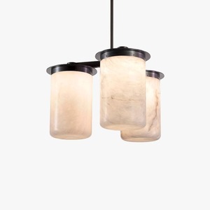 Lustre en marbre naturel à 3 têtes LED E27, luminaire suspendu rond pour la maison, salon, salle à manger, chambre à coucher, éclairage de plafond - Product Image 1
