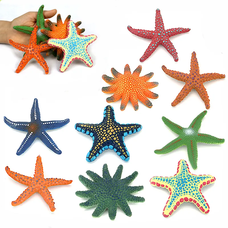 प्लास्टिक सीवर्ल्ड कृत्रिम स्टारफिश मॉडल खिलौना बच्चों का समुद्री खिलौना ठोस आंतरिक सजावट समुद्र तट पशु कृत्रिम स्टारफिश