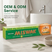 OEM ODM Miswak Fresh Gel Dentifrice aux extraits purs d'Al Arak 150g + Brosse à dents Dents fortes Souffle super frais Soin buccal à base de plantes