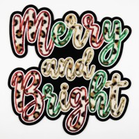 Nouveaux Patchs Thermocollants Personnalisés 2026 Joyeux Noël Grandes Broderies en Chenille Pailletées et Sequins pour Vêtements, Sweats à Capuche et Chapeaux
