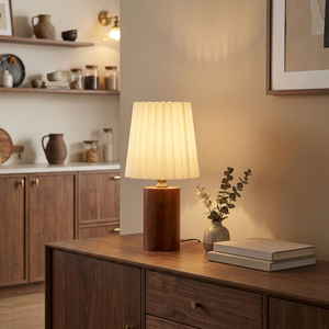 Lámpara de Mesa Decorativa Rústica Marrón Vintage E27 con Clip LED, Acrílico y Madera, Diseño Simple Inalámbrico para Sala de Lectura, Dormitorio, Mesita de Noche, Hogar - Product Image 3