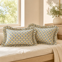 Housse de coussin en coton à volants, imprimé floral vert sauge, style ferme, pour chambre, canapé, décoration intérieure, vente en gros