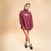 Sweat-shirt oversize à col montant pour femme et adolescente, coupe courte, manches longues, décontracté, hiver 2026