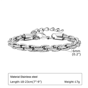 Bracelet personnalisé, bijoux hip-hop vintage, acier inoxydable, chaîne à maillons carrés géométriques, bracelets pour hommes - Product Image 5