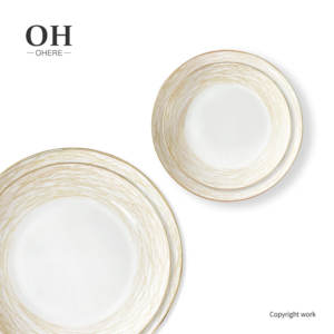 Luxury Hand-Made Eco-Friendly Bone China Dinnerware Set CE Certified <strong>Gold</strong> Rim <strong>Bird</strong> <strong>Nest</strong> Design Porcelain Charger Plate Dish - Product Image 2