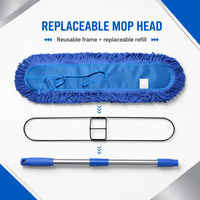 Recharge de tête de balai serpillère en coton industriel bleu pour usage commercial, fournitures de nettoyage de sols robustes, vente en gros
