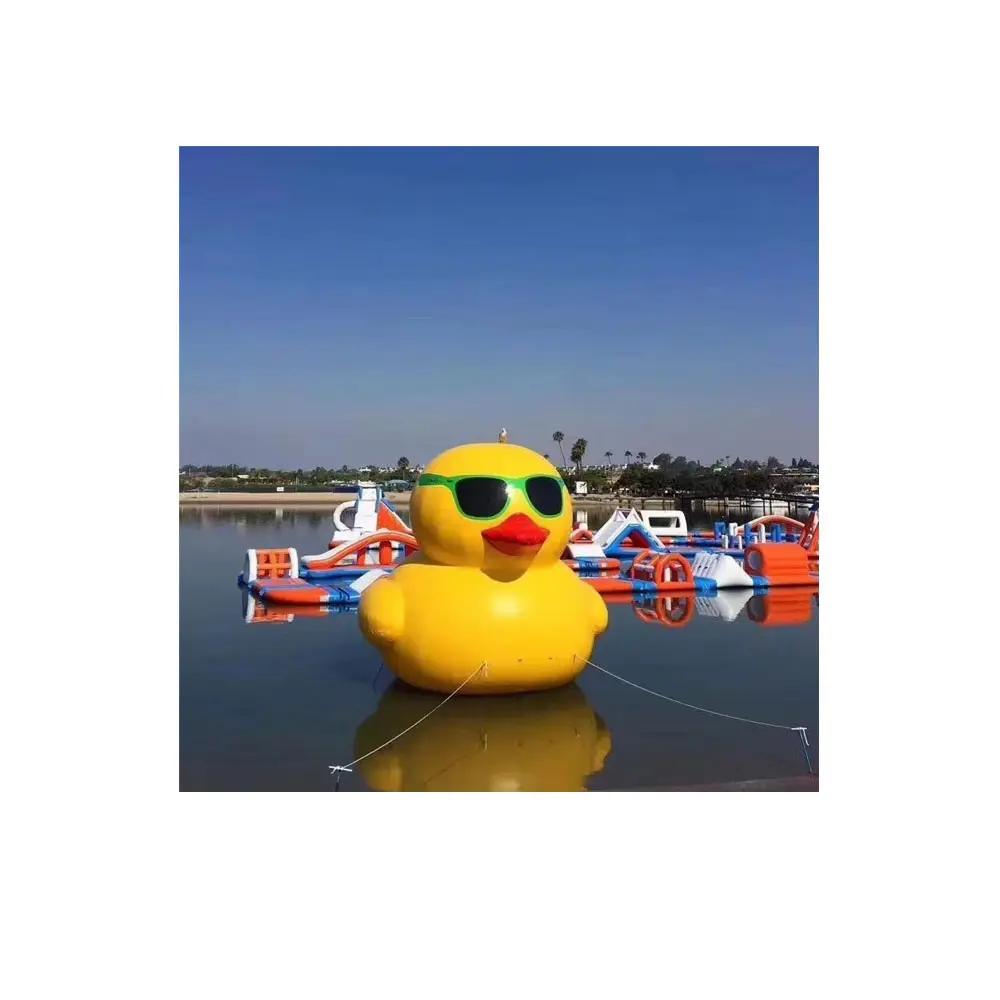 Üreticileri doğrudan şişme su büyük sarı ördek yüzen PVC şişme büyük sarı ördek karikatür hayvan hava modeli