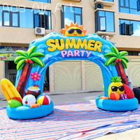 Arche d'entrée gonflable personnalisée pour fête d'été avec décorations tropicales pour festivals, fêtes au bord de la piscine et événements en plein air