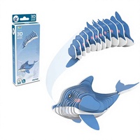 Puzzle 3D personnalisé en gros, modèle animal marin - Tyrannosaure, puzzle en papier avec moins de 50 pièces pour enfants de 2 à 13 ans, jouet éducatif DIY