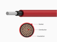 0.6/1kv câble solaire XLPO à un noyau 6mm2 cuivre étamé noir rouge fil électrique photovoltaïque résistant à la chaleur pour l'énergie solaire
