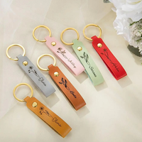 Porte-clés en cuir personnalisé Porte-clés gravé personnalisé Cadeaux du mois de naissance Porte-clés en cuir PU Porte-clés en cuir personnalisé