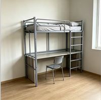 Lit superposé minimaliste moderne durable et portable avec cadre en acier et métal, bureau et armoire intégrés pour l'école, l'appartement, l'hôpital, la chambre à coucher
