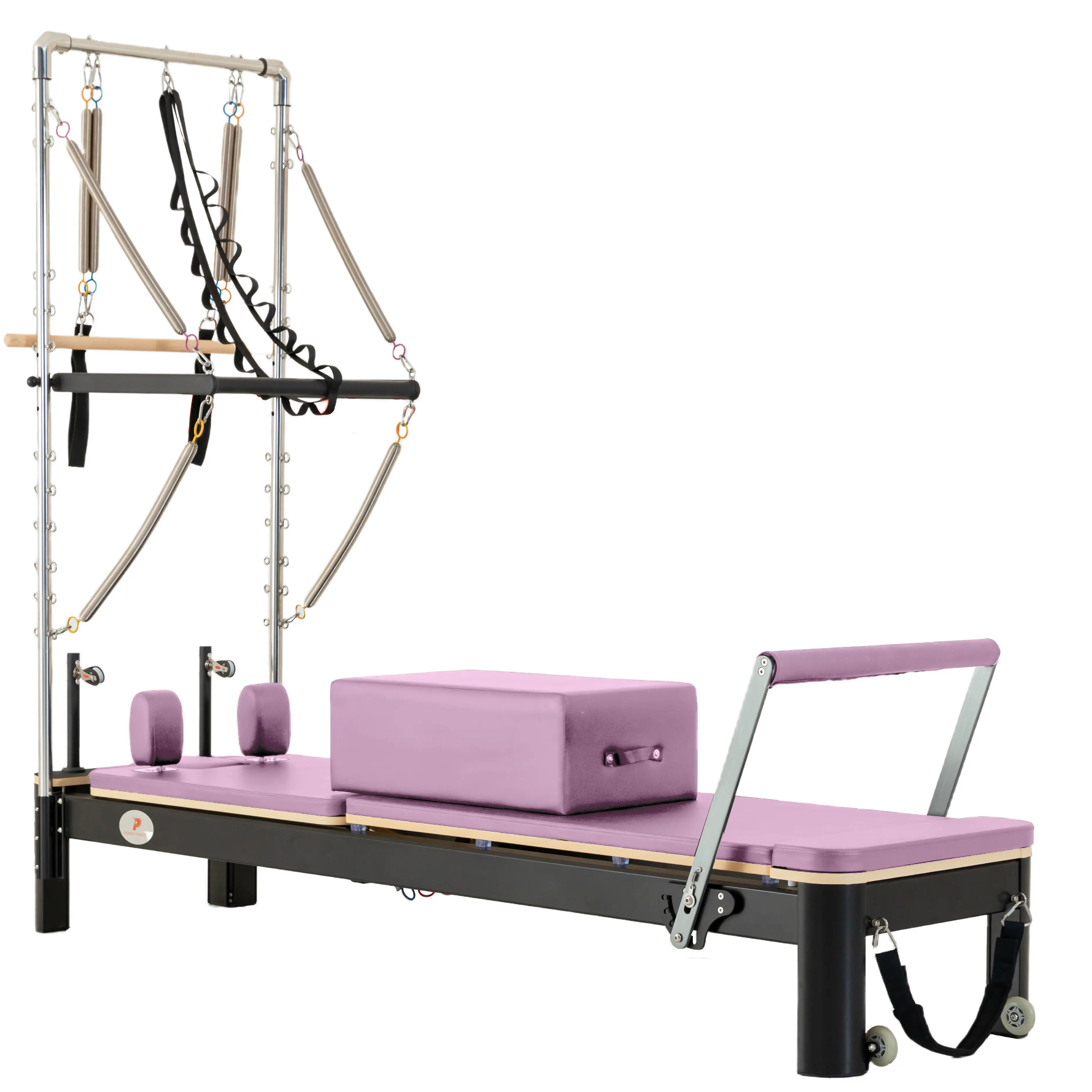 Máquina comercial de exercícios de ioga em casa, meio trapézio, torre reformadora de alumínio rosa, pilates