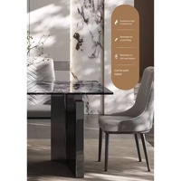Table à manger moderne noire en marbre, fabriquée en Chine, pour salle à manger