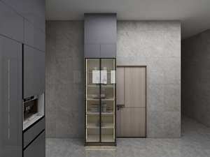 Armoires de cuisine modulaires modernes Gris brillant avec contreplaqué écologique Design en forme de L - Product Image 4