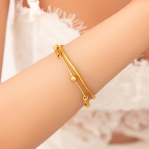 Pulsera de acero inoxidable chapada en oro de 18 quilates, resistente a la decoloración, cadena de joyería para mujer, pulseras para accesorios de moda DIY. - Product Image 2