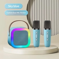 Enceinte karaoké portable K12 Mini, enceinte de fête sans fil USB, 2 microphones, son surround 360°, radio FM, batterie intégrée, carte TF