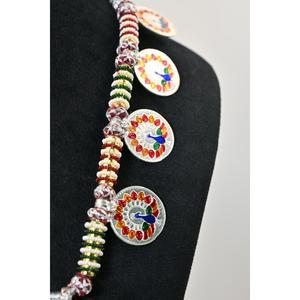 Plaster Hamel Vintage Necklace with Crystal Rhinestone Chain Floral Pendant Women's Wedding & Religious Ceremony Jewelry - Product Image 2