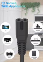 Câble d'alimentation polarisé NEMA 1-15P vers C7 homologué pour imprimante, scanner, haut-parleur Bluetooth, cordons d'alimentation