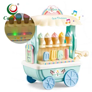 音楽ライト付きの甘いセットキッチンキッズアイスクリームカートおもちゃ