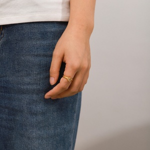 High Quality Jewelry Gold Plated Open <b>Ring</b> <b>Adjustable</b> <b>Size</b> Stainless Steel Natural Stone Women <b>Rings</b> - Product Image 6