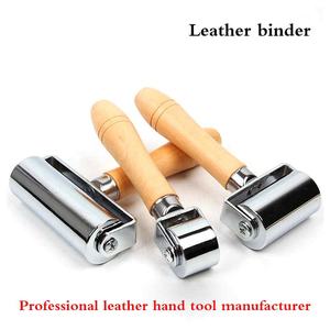 Rouleau de cuir en acier massif pour découpe au linoléum DIY, petit, moyen, grand, avec poignée en bois et support de rouleau - Product Image 2