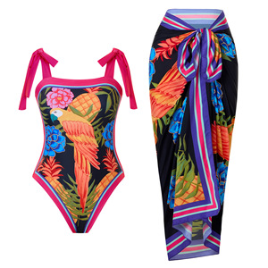 2025 custom design Swimming Suit Women Beach Bathing Suit Swimwear Golden Starfish Ruched Cutout tow Piece Swimsuit and <strong>Skirt</strong> - Product Image 1