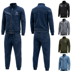 Survêtement pour homme LONG MISSION, coupe classique, couleur unie, 100% coton, léger, respirant, fermeture éclair sur le devant, logo brodé - Product Image 4