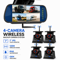 Système de caméra de recul sans fil 4 canaux OEM avec moniteur tactile 7 pouces, kit caméra AHD étanche IP68 9-36V pour VR/Camion