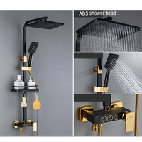 Robinetterie de douche de luxe GAPPO, système de douche noir et or, éclairage LED, ensemble de douche thermostatique intelligent pour salle de bain