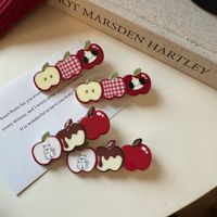 Barrettes à cheveux en acrylique en forme de pomme de Noël mignonnes, pinces à cheveux à bec de canard, épingles à cheveux latérales pour franges, accessoires capillaires pour filles et enfants