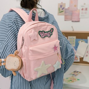 Cute Pink <b>Backpack</b> With Stars And Letter Design Lightweight For School And Daily Use - Product Image 4
