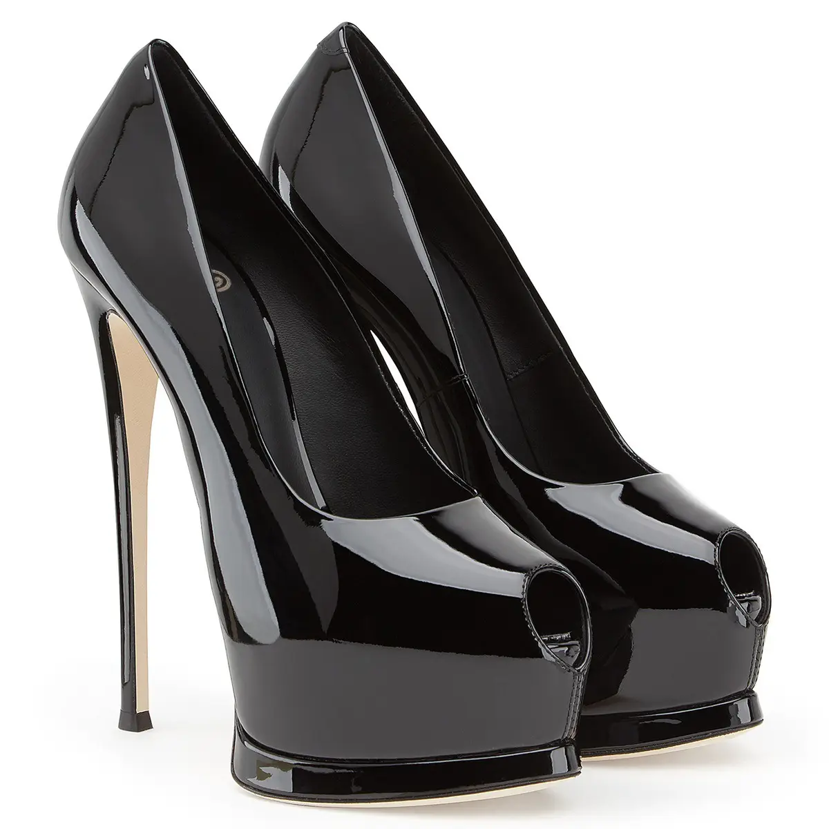 Plus Size Sexy Evening Dress D'orsay Shoes Black Patent Leather Ladies Heels Women Peep Toe High Heel Pumps