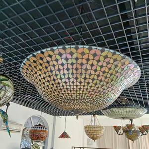 Lámpara Colgante de Vidrio Tiffany Estilo Retro LED Hecha a Mano, Lámpara de Araña Grande con Diseño de Escamas de Pescado, Lámparas de Araña para Villa - Product Image 6