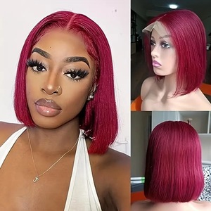 Mẫu tóc giả ngắn thẳng Afro FX-HA52 bán chạy, chất liệu sợi tổng hợp chịu nhiệt cao, kiểu tóc <span class=keywords><strong>bob</strong></span> với phần lưới trong suốt phía trước. - Product Image 4