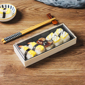 Boîte à emporter jetable en bois biodégradable et écologique, en matériaux recyclés, avec feuille d'aluminium pour sushis, fromages, bento et traiteur - Product Image 3