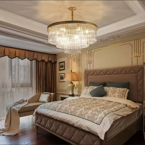 โคมไฟระย้าหรูหราสำหรับห้องนอนโรงแรมห้องนั่งเล่นโคมระย้าคริสตัล K9 LED สีทองหรูหรา - Product Image 6